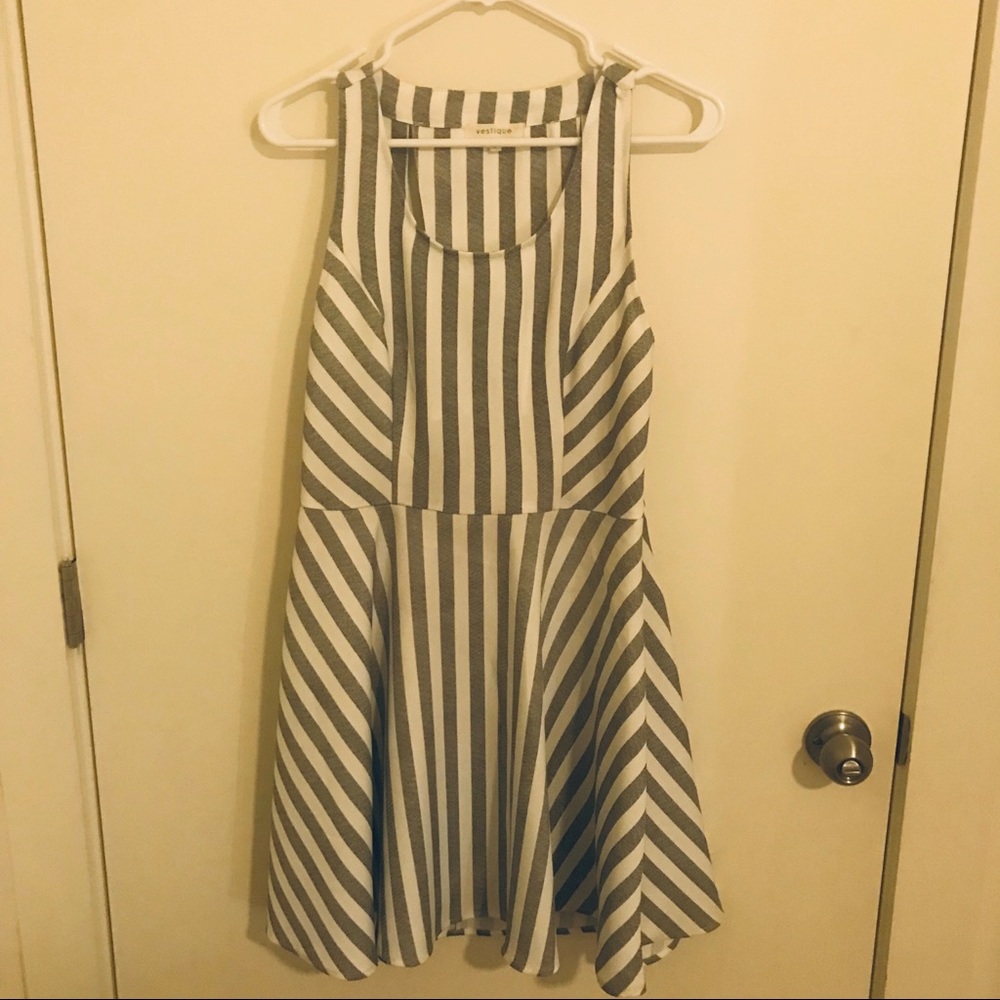 Gray and white striped dress